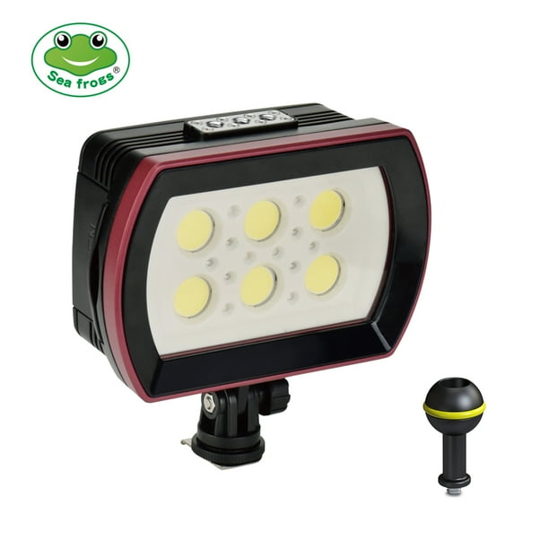 Strong-Low-SOS RuleaxA Sea Frogs SL-22 LED Diving Light Underwater Photography Fill-in Lamp 6pcs LEDs Aluminum Alloy 40M Waterproof IPX8 with White 6000LM // Red//Blue Lights Max